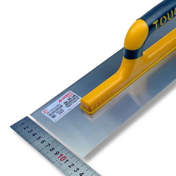 Гладилка штукатурна 35 см Touch&nbsp;Plaster Trowel Open Handle, нержавіюча сталь, жовта (143) 143 фото