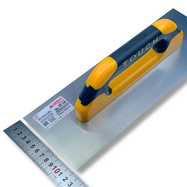 Гладилка штукатурна 35 см Closed Touch Handle, нержавіюча сталь, жовта (131) 131 фото
