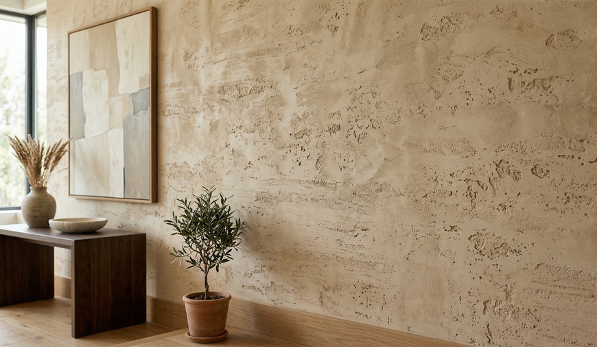 Decorative plaster with "Travertine" effect for walls Granito Travertino, 20 kg