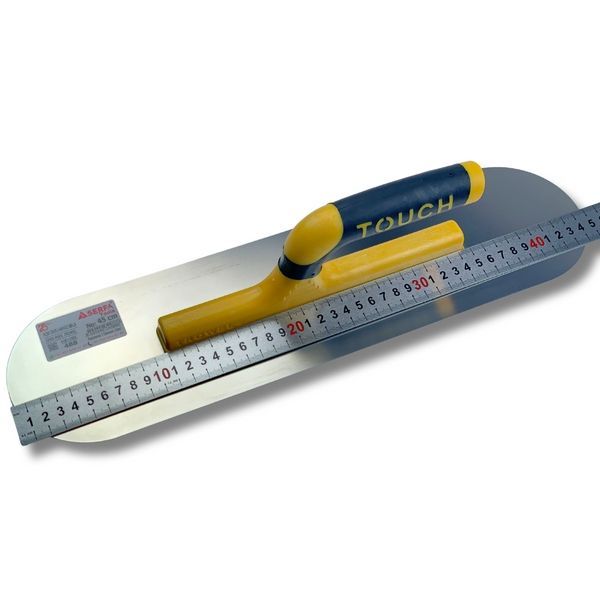 Гладилка для пола с закругленными краями 45 см Pool Trowel Open Touch Handle, нержавеющая сталь, желтая (488)
