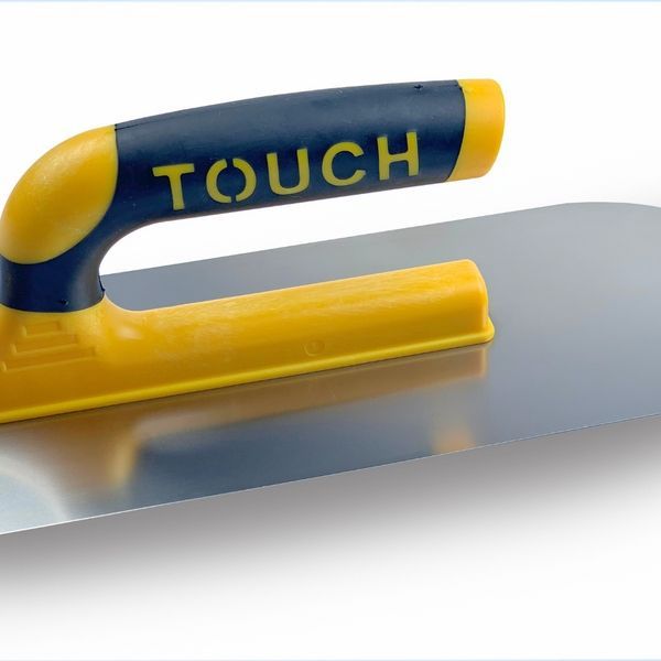 Гладилка для пола с закругленными краями 45 см Pool Trowel Open Touch Handle, нержавеющая сталь, желтая (488)