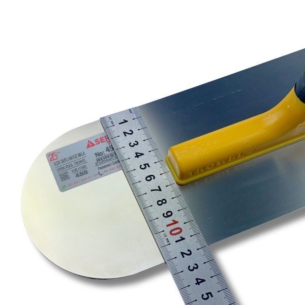 Гладилка для пола с закругленными краями 45 см Pool Trowel Open Touch Handle, нержавеющая сталь, желтая (488)