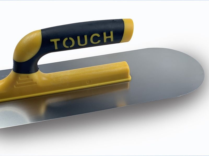 Гладилка для пола с закругленными краями 45 см Pool Trowel Open Touch Handle, нержавеющая сталь, желтая (488)