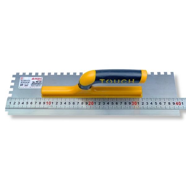 Гладилка зубчаста штукатурна 40 см, зуб 8 мм Notched Trowel Open Handle, нержавіюча сталь, жовта (203) 203 фото