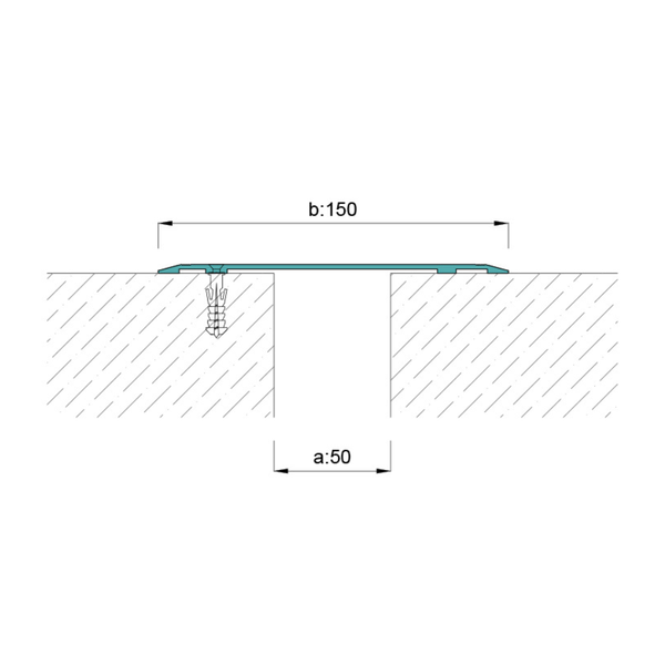 Aluminum floor covering AR 150 ZD, expansion joint profile with bolt holes on one side, 3 linear meters.